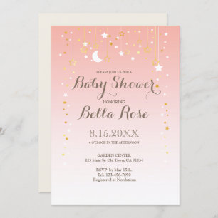 Invitation Baby shower de fille étoile rose pâle