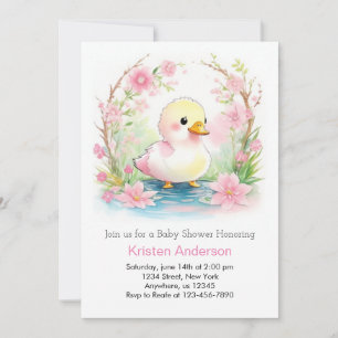 Invitation Baby shower de fille Fleur sauvage fouet canard