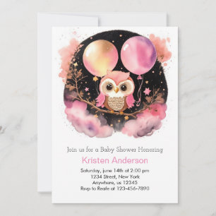 Invitation Baby shower de fille Fleur sauvage rose enchanté d