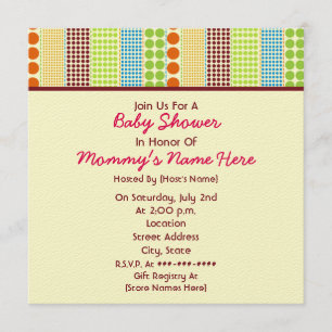 Invitation Baby shower de fille : Ours bourré par points de