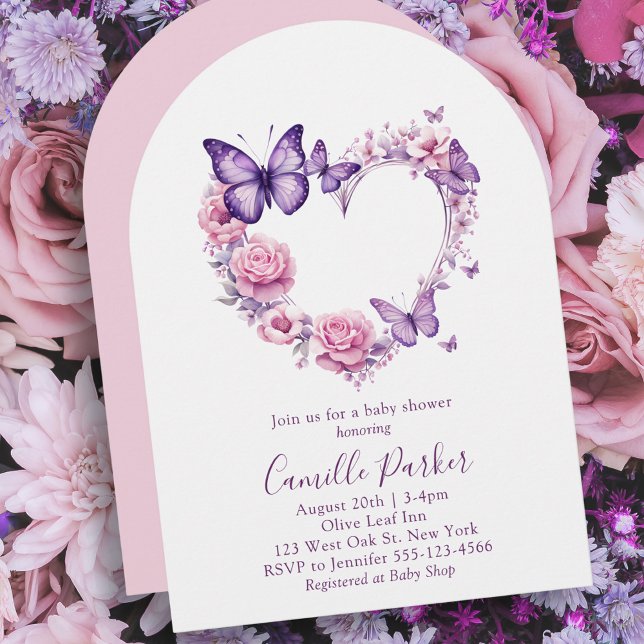 Invitation Baby shower de fille papillon Floral (Créateur téléchargé)