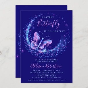 Invitation Baby shower de fille papillon pourpre