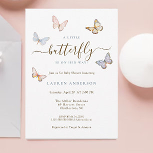 Invitation Baby shower de fille papillon rose