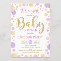 Baby shower de fille - Pots d'or violet rose
