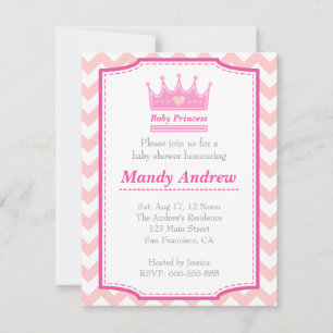 Invitation Baby shower de fille - Princesse de bébé rose avec