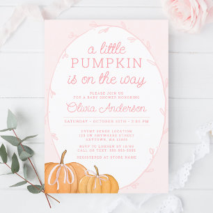 Invitation Baby shower de fille rose Citrouille lunatique