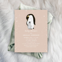 Baby shower de fille rose maman et bébé pingouin