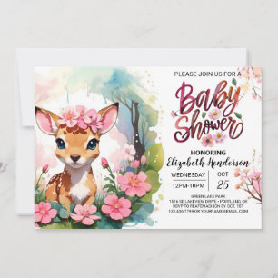 Invitation Baby shower de fille rose pâle de bois magique