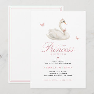 Invitation Baby shower de fille rose princesse Swan