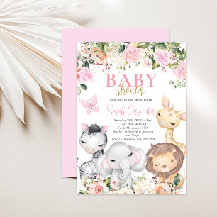 Invitation Baby shower de fille Safari