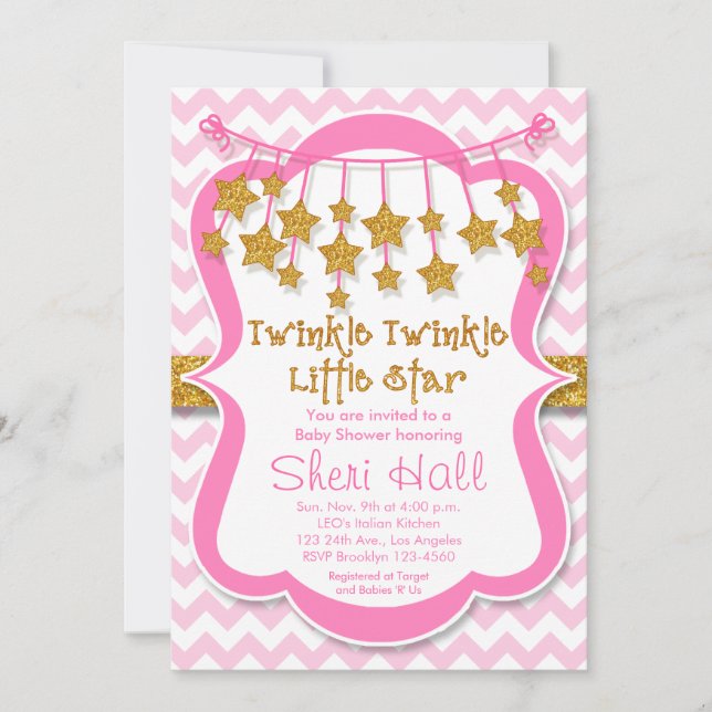 Invitation Baby shower de fille Twinkle Little Sta (Devant)