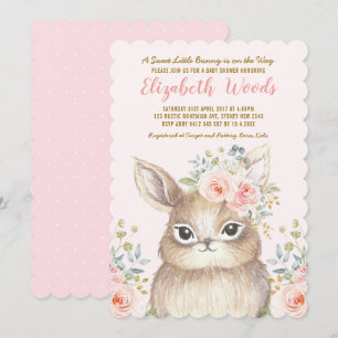 Invitation Baby shower de filles de Bunny floral floue
