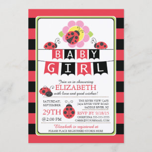 Invitation Baby shower de filles de coccinelle mig