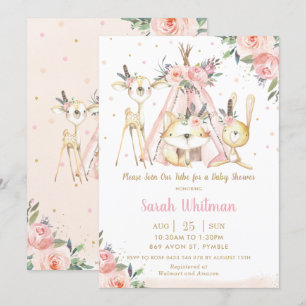 Invitation Baby shower de filles de la tribu Boho de Cute Woo