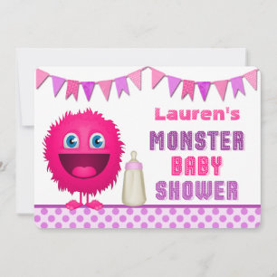 Invitation Baby shower de filles de Monster