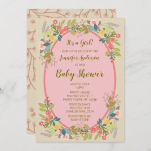 Invitation Baby shower de filles florales du jardin