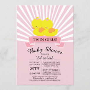 Invitation Baby shower de filles jumelles de canar