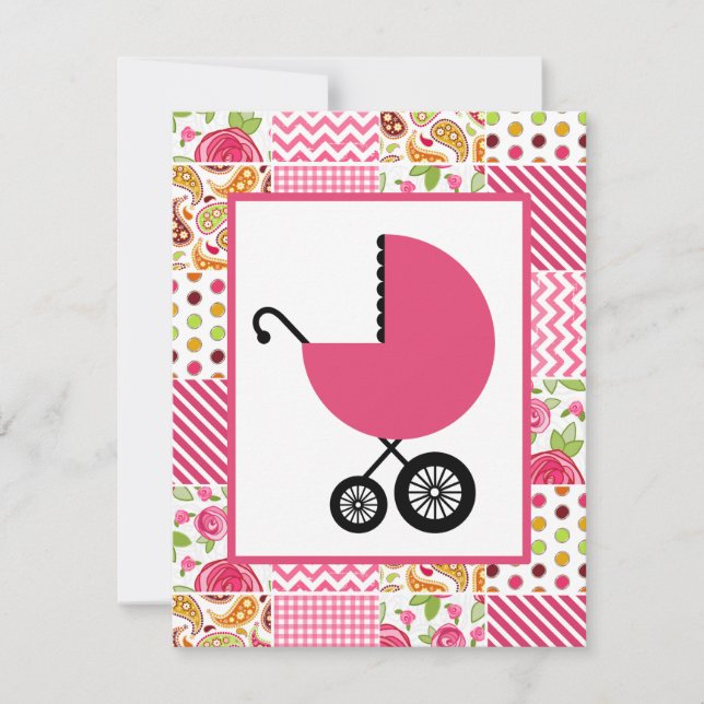 Invitation Baby shower de filles - Patchwork de filles (Devant)