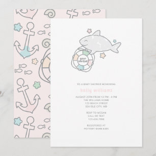 Invitation Baby shower de filles Shark Ahoy