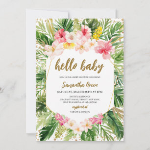 Invitation Baby shower de filles tropicales florales