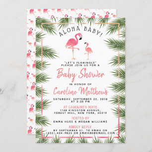 Invitation Baby shower de Flamant rose d'aquarelle Tropical P