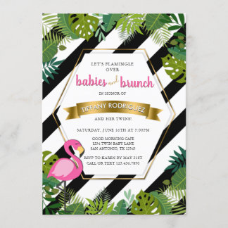 Invitation Baby shower de Flamant rose de Brunch pour bébés e