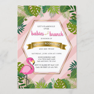 Invitation Baby shower de Flamant rose de Brunch pour bébés e