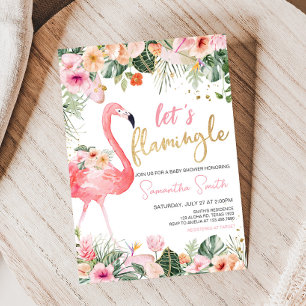 Invitation Baby shower de Flamant rose tropical