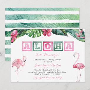 Invitation Baby shower de Flamants roses de Foliage Tropical