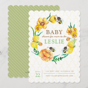 Invitation Baby shower de fleur d'abeilles