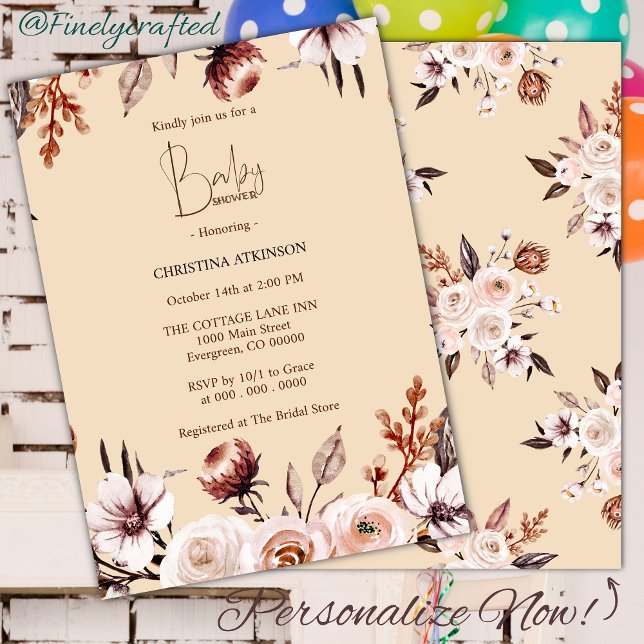Invitation Baby shower de Fleur sauvage Boho Nature personnal (Créateur téléchargé)