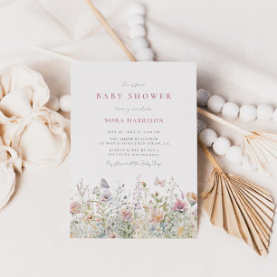 Invitation Baby shower de Fleur sauvage de ressort