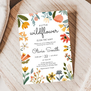 Invitation Baby shower de Fleur sauvage lumineux botanique