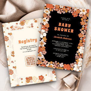 Invitation Baby shower de Fleur sauvage Super Black Orange