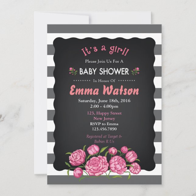 Invitation Baby shower de fleurs (Devant)