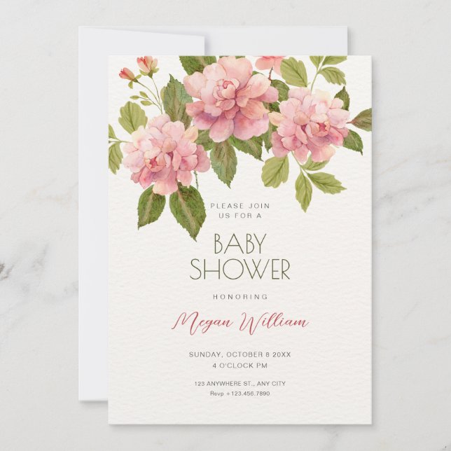 Invitation Baby shower de fleurs (Devant)