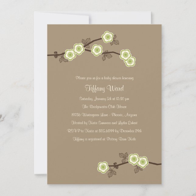 Invitation Baby shower de fleurs béantes (Devant)