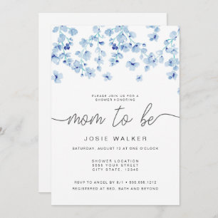 Invitation Baby shower de fleurs bleues