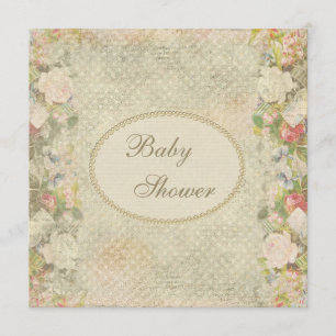 Invitation Baby shower de fleurs chic Pearls & Lace
