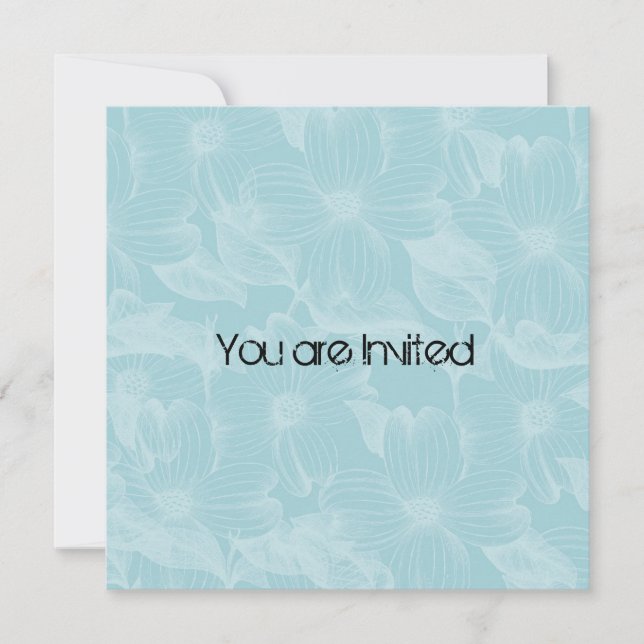 Invitation Baby shower de fleurs de bois de chien bleu (Devant)