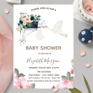 Invitation Baby shower de fleurs de boîte aux lettres mignonn