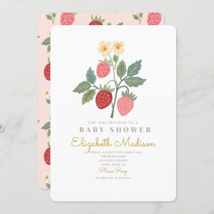Invitation Baby shower de fleurs de bouquet de fraises