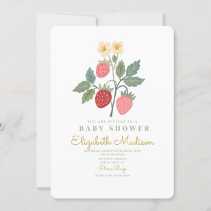 Invitation Baby shower de fleurs de bouquet de fraises
