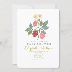 Invitation Baby shower de fleurs de bouquet de fraises