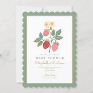 Invitation Baby shower de fleurs de bouquet de fraises