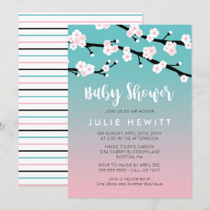 Invitation Baby shower de fleurs de cerisier