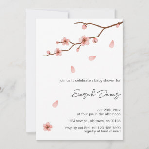 Invitation Baby shower de fleurs de cerisier rose