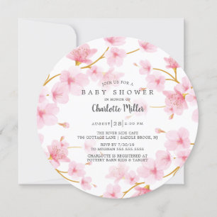 Invitation Baby shower de fleurs de cerisiers roses