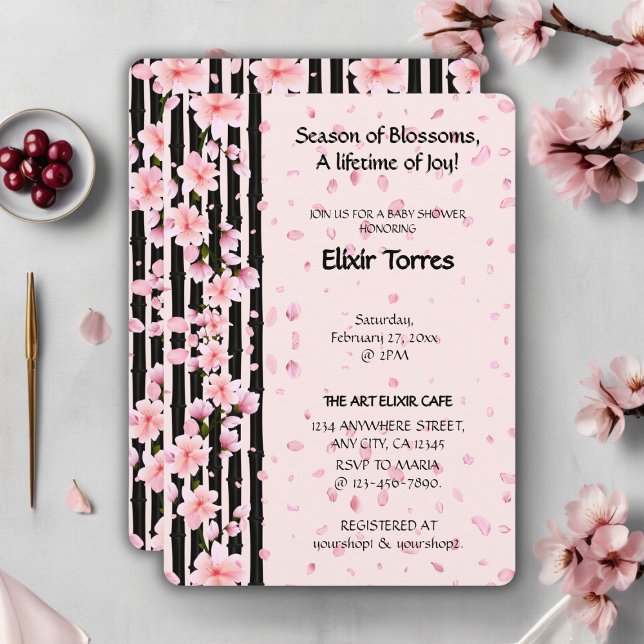 Invitation Baby shower de fleurs de cerisiers Sakura Spring (Créateur téléchargé)