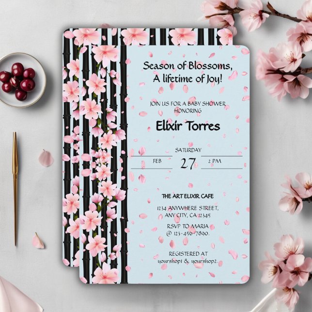 Invitation Baby shower de fleurs de cerisiers Sakura Spring (Créateur téléchargé)